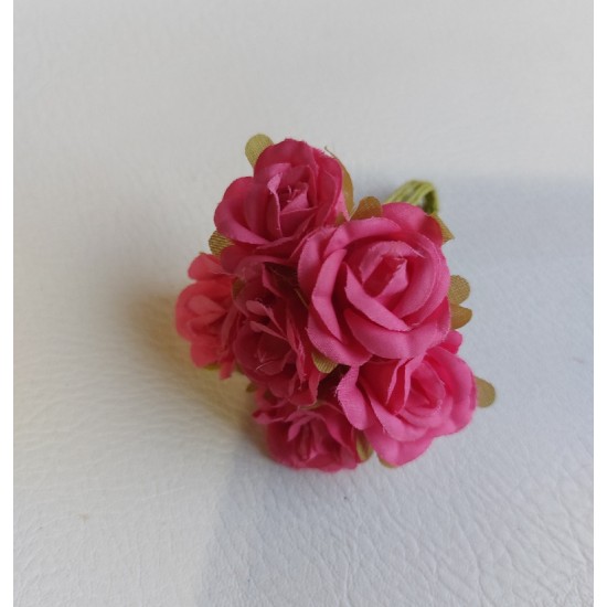 Цветы из ткани 2,5 см в пучках (6 шт) цв. малиновый, цена за пучок